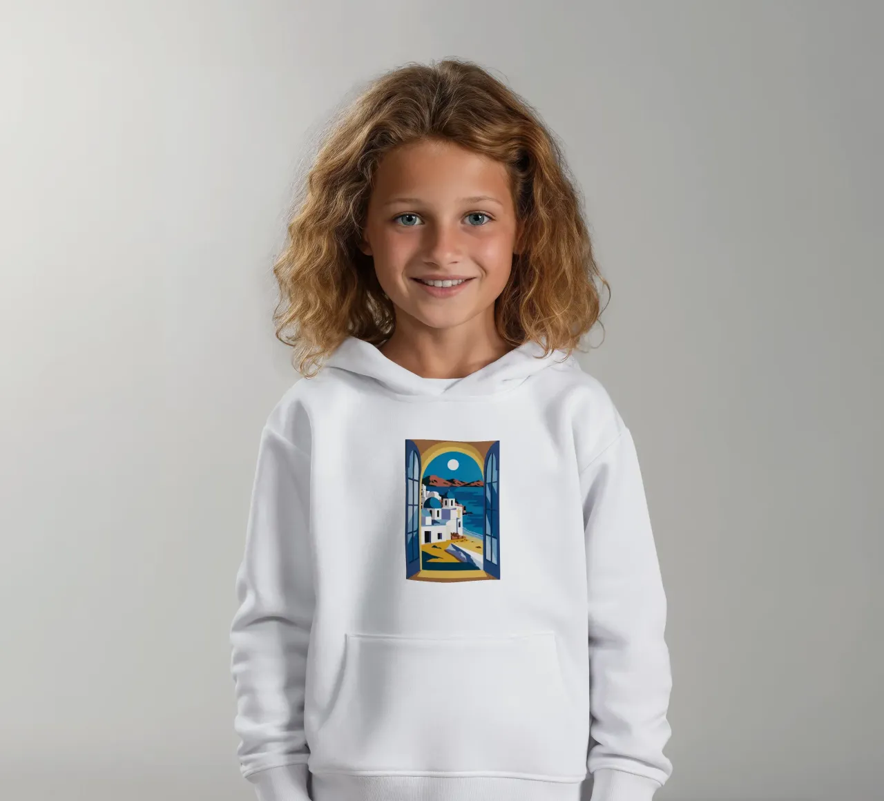 Santorini Azure Arch felpa bambino con cappuccio da Dream Gesso