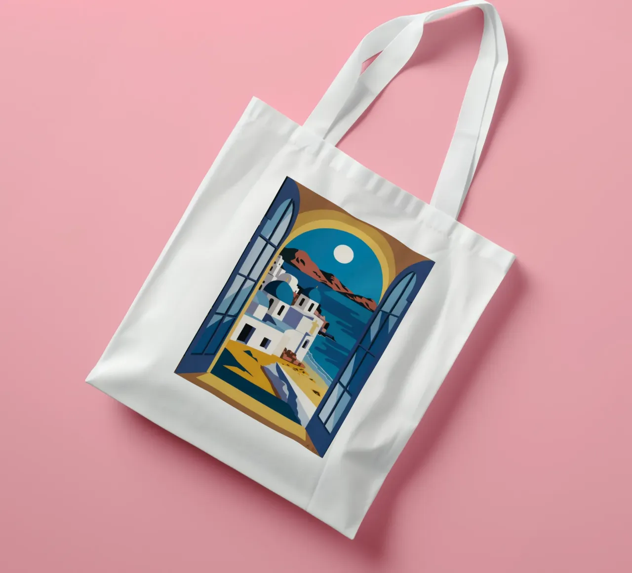 Santorini Azure Arch borsa in juta da Dream Gesso
