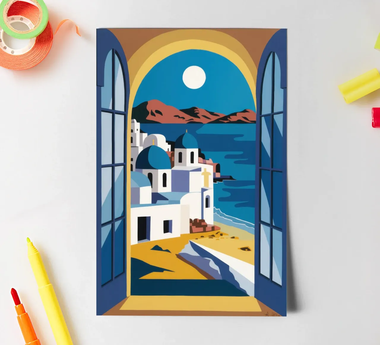 Santorini Azure Arch foglio adesivo da Dream Gesso