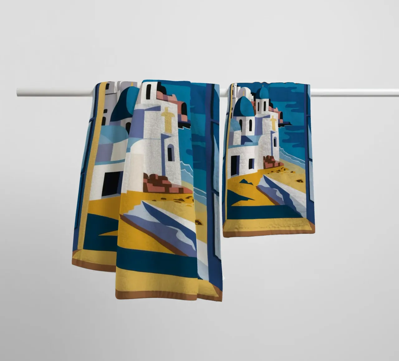 Santorini Azuurboog badhanddoek van Dream Gesso