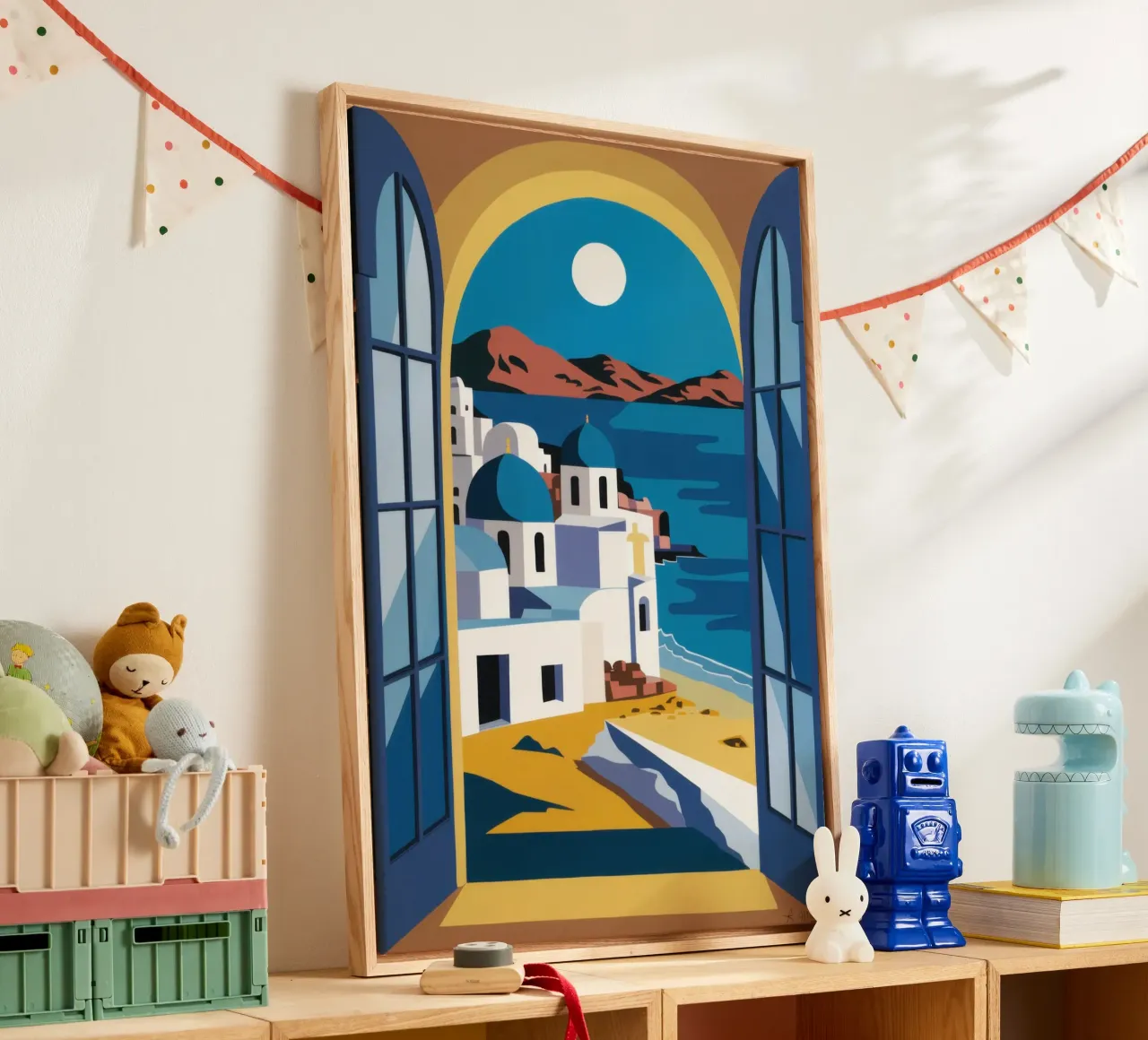 Santorini Azure Arch tela con Cornice a cassetta da Dream Gesso