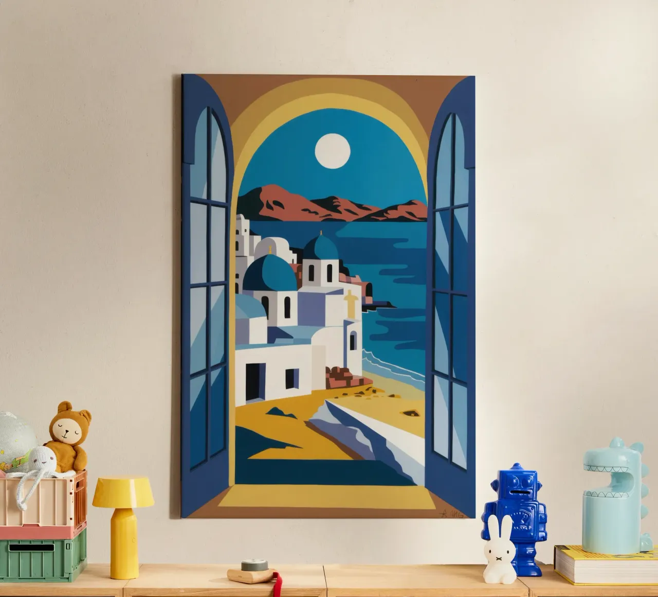 Santorini Azure Arch tela con Cornice a cassetta da Dream Gesso