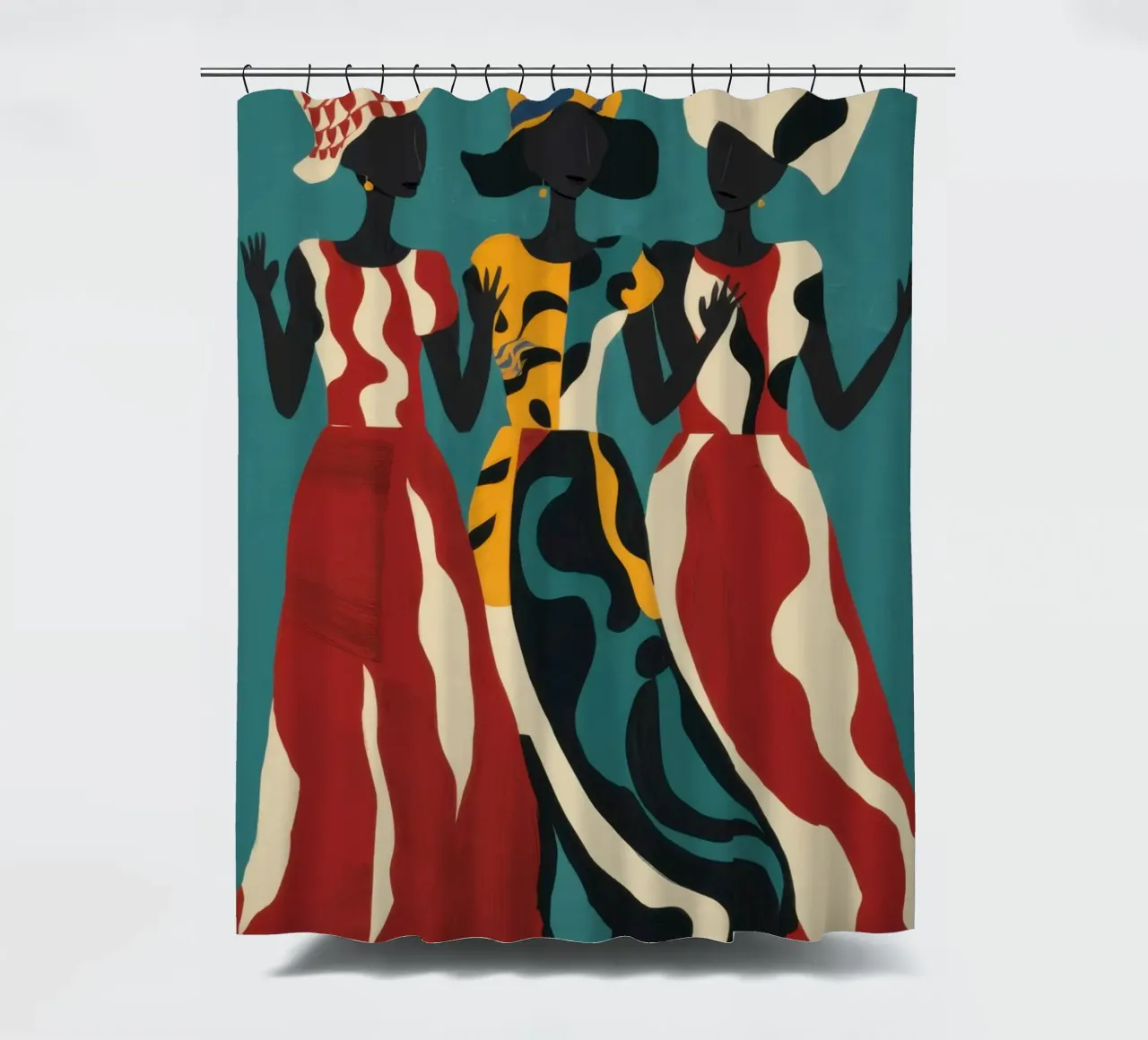 The Three Muses shower curtain by Ink Pulse