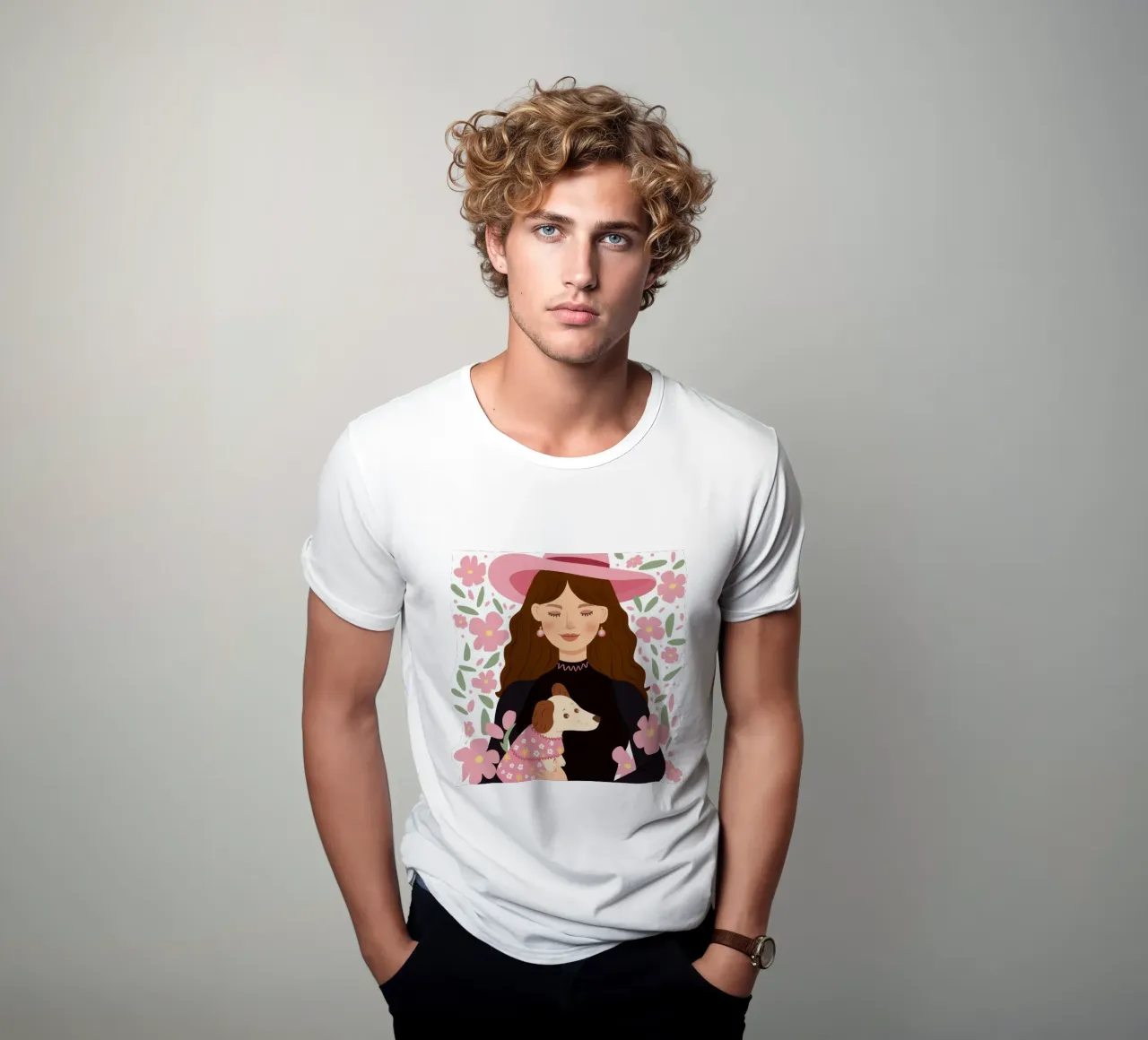 Abbraccio floreale di un cucciolo t-shirt da Giant Foxs