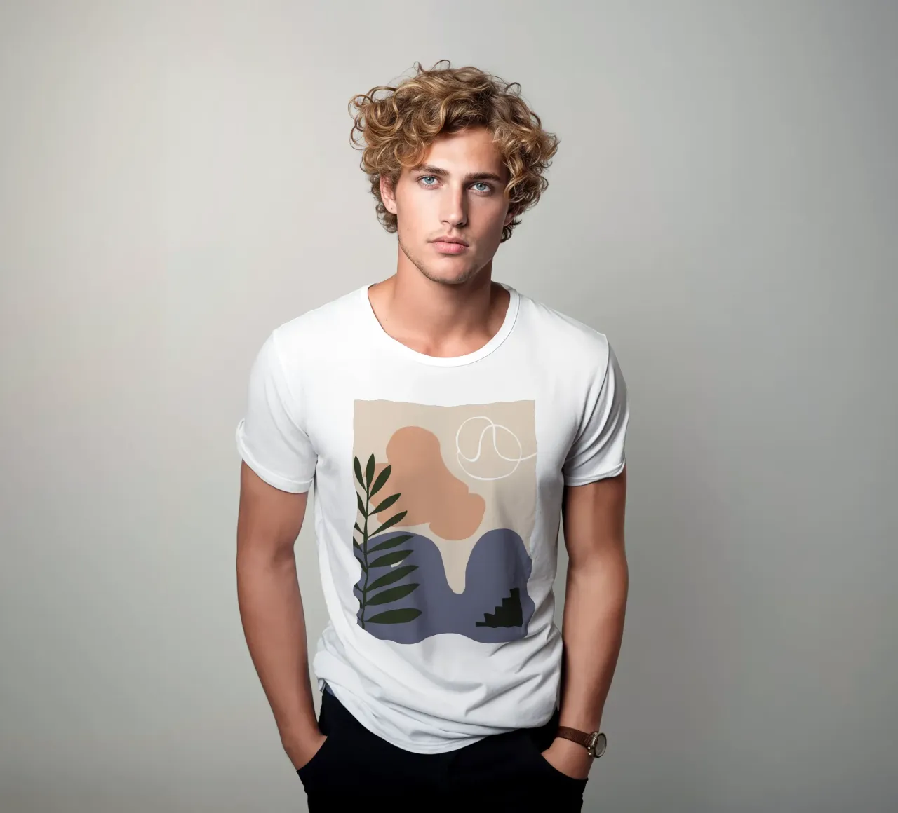 Beige Botanical Calm t-shirt by Prism Ritual