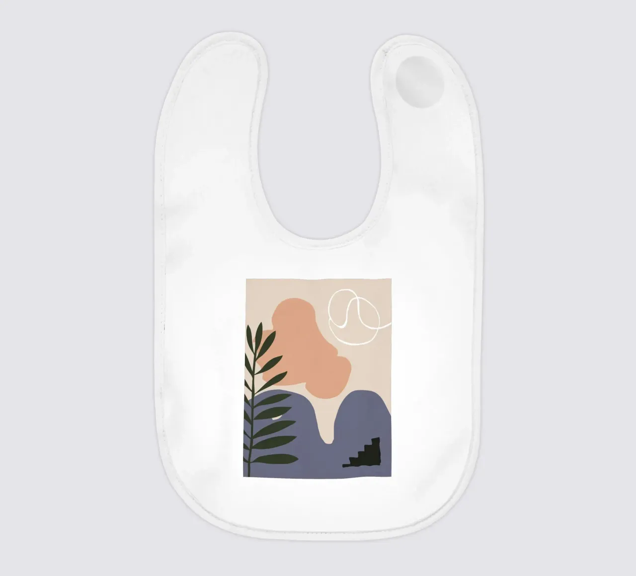 Beige Botanical Calm baby bib by Prism Ritual