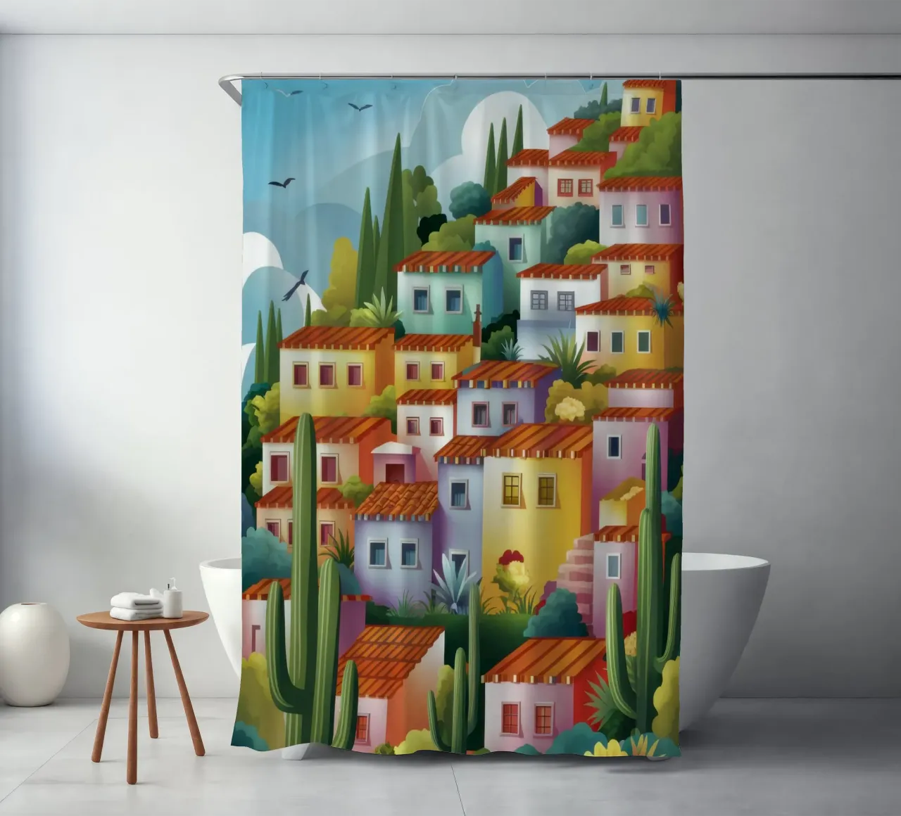 Hillside Terracotta Kaskade Duschvorhang von Dream Gesso