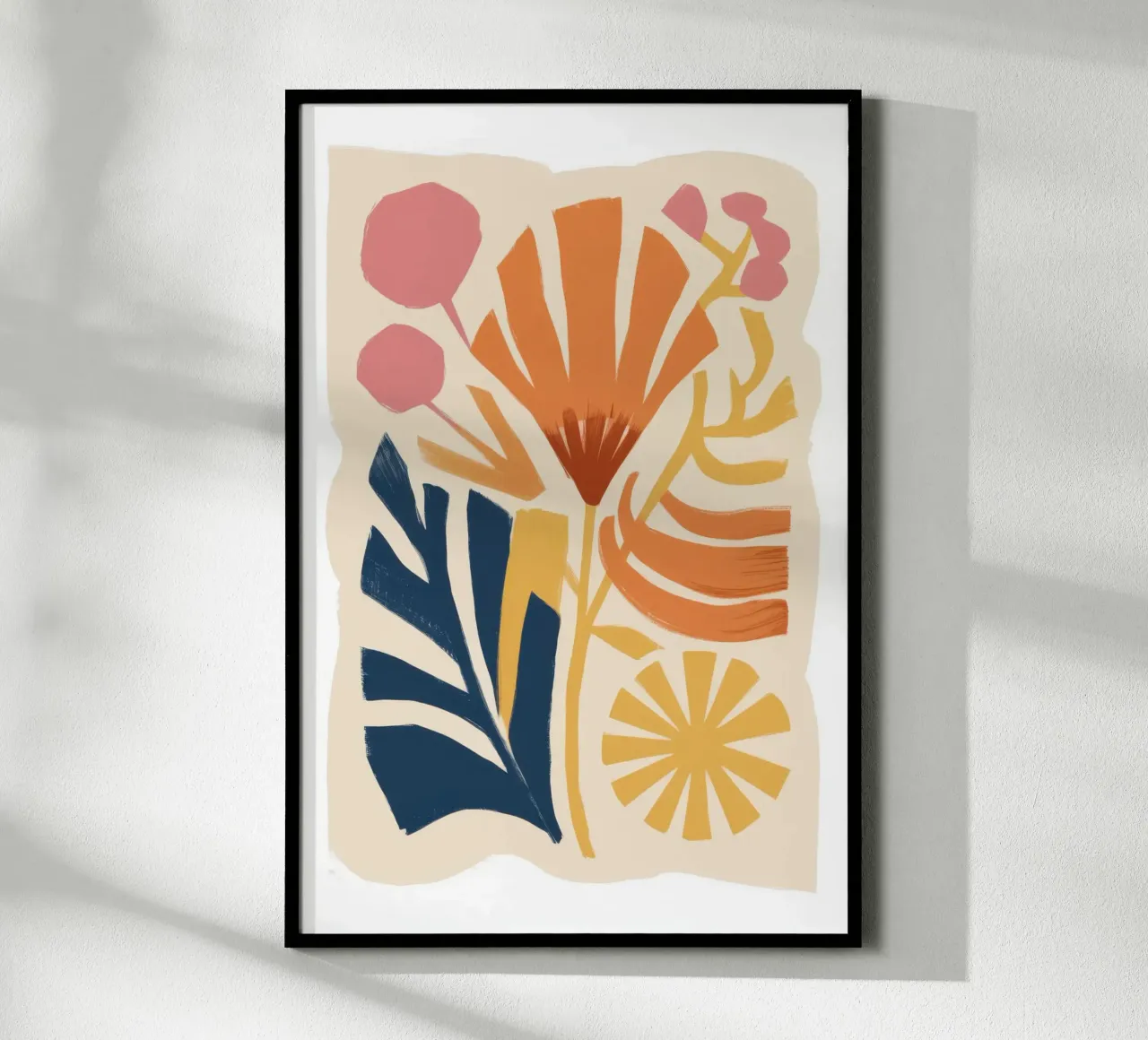 Fiore minimalista baciato dal sole poster con telaio in alluminio da Ink Pulse