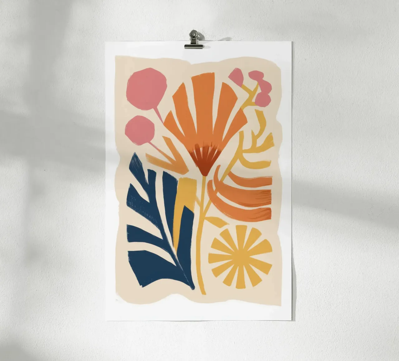 Fiore minimalista baciato dal sole poster con telaio in alluminio da Ink Pulse