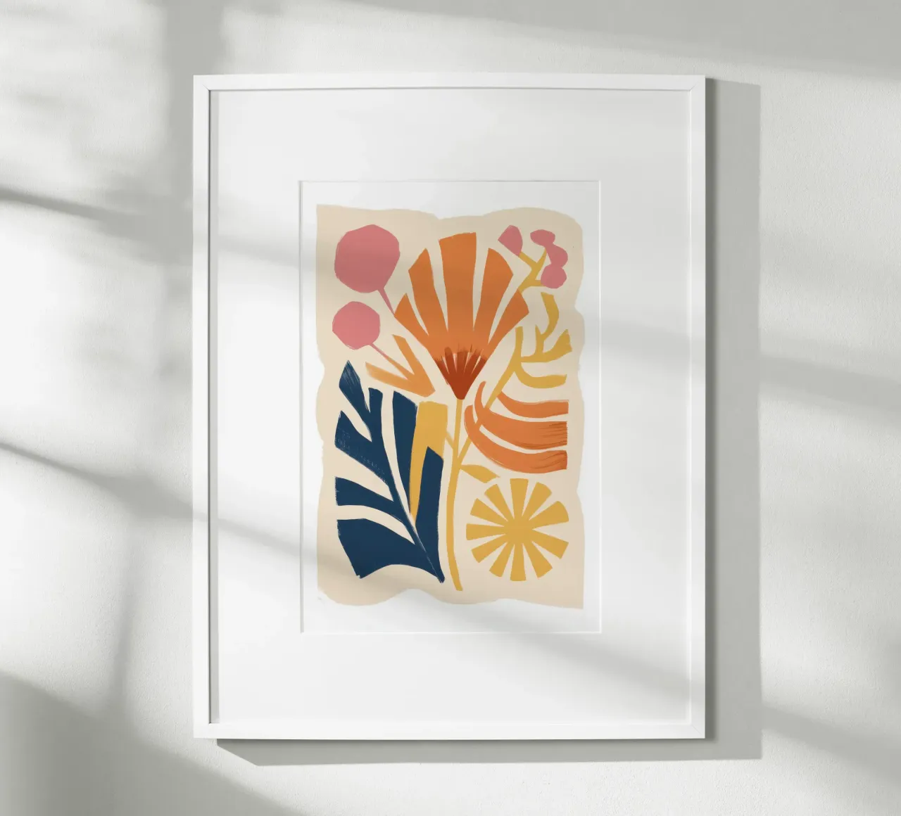 Fiore minimalista baciato dal sole poster con telaio in alluminio da Ink Pulse
