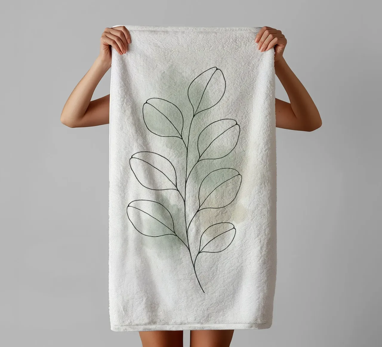 Whispers of Nature – Minimalist Botanical Line Art towel by Graceful Desine