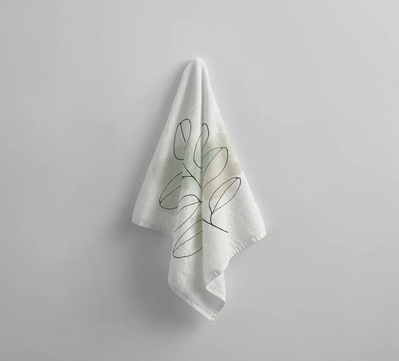 Whispers of Nature – Minimalist Botanical Line Art towel by Graceful Desine
