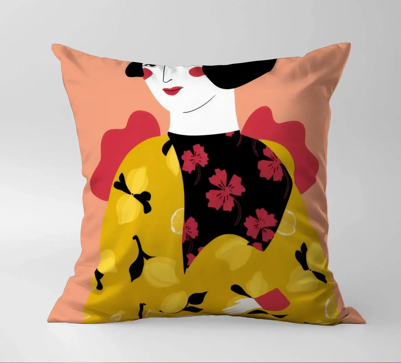 Béret dans un manteau jaune coussin de Flock Reverie