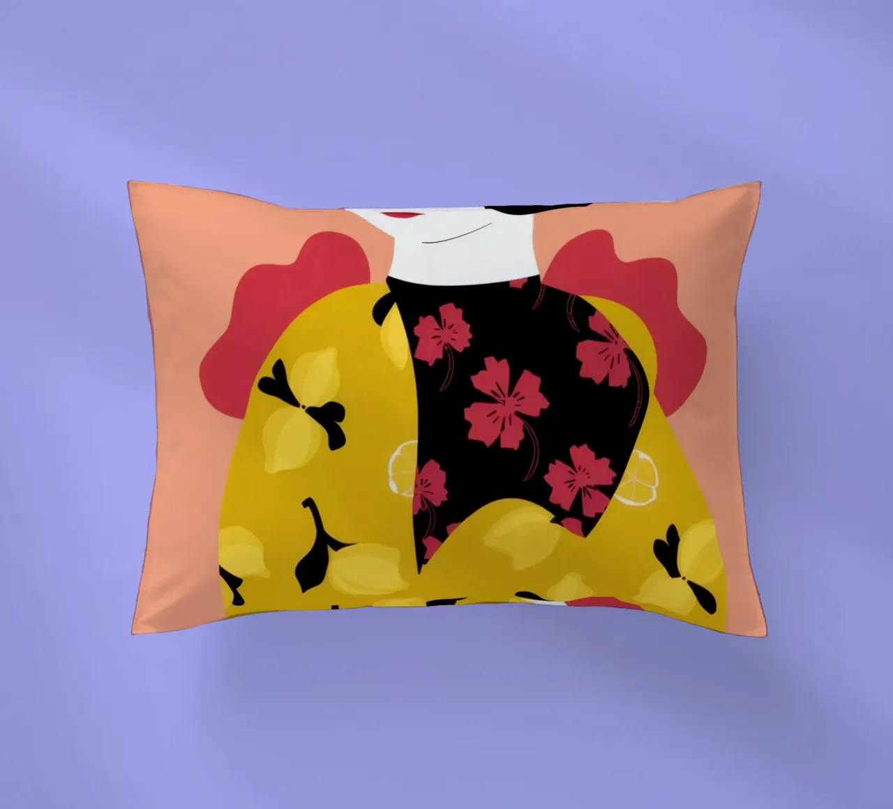 Béret dans un manteau jaune coussin de Flock Reverie