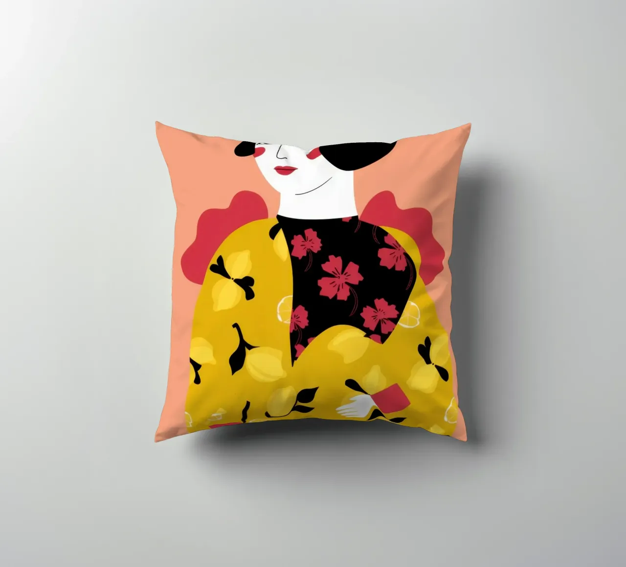 Béret dans un manteau jaune coussin de Flock Reverie