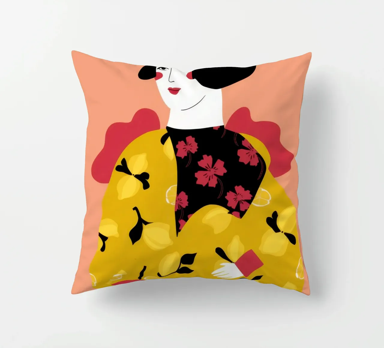 Béret dans un manteau jaune coussin de Flock Reverie