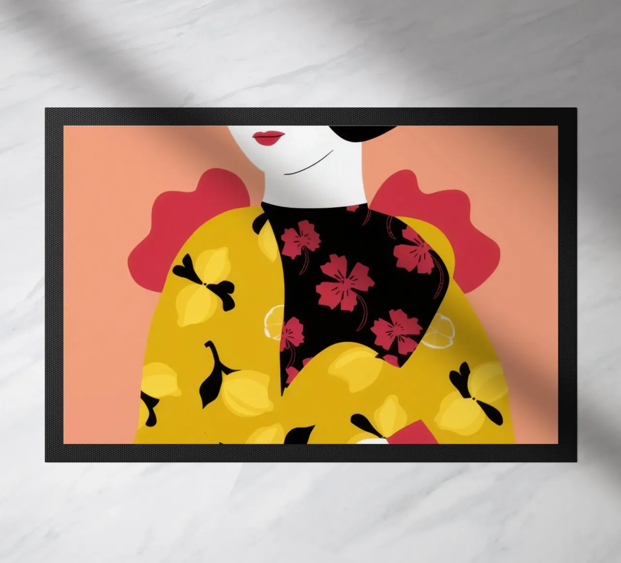 Béret dans un manteau jaune paillasson de Flock Reverie