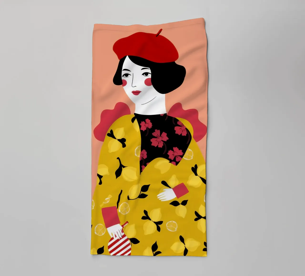 Béret dans un manteau jaune serviette de bain de Flock Reverie