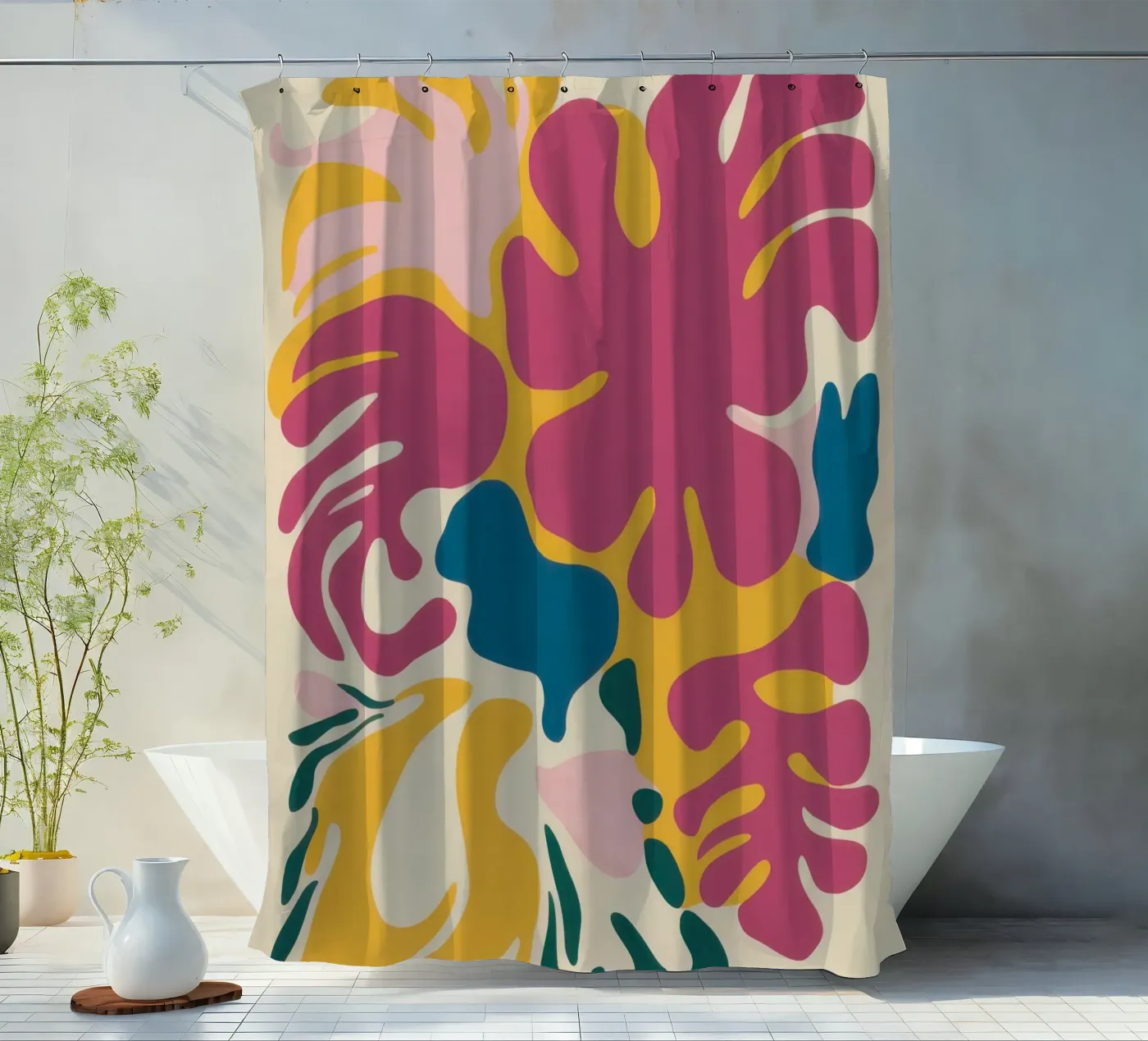 Chromatische vloeistofvormen douchegordijn van Prism Ritual