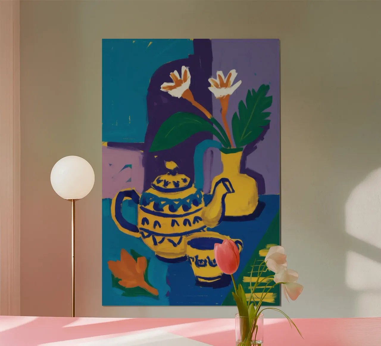Natura morta di cucina folkloristica poster con telaio in plastica da Ink Pulse