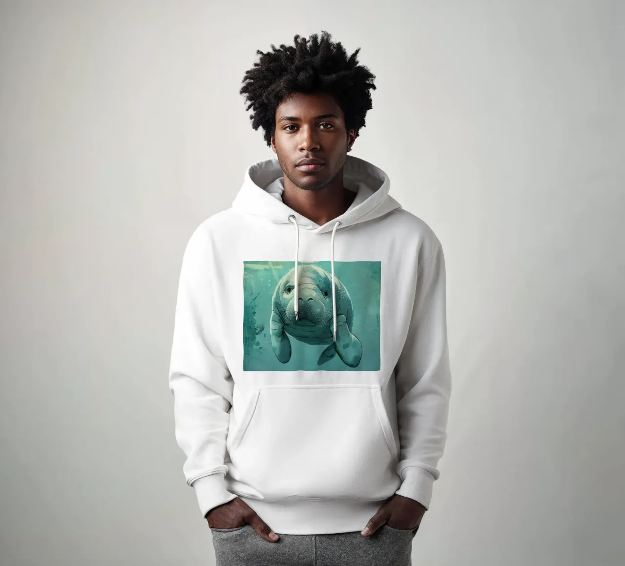 Manatí nadando graciosamente en agua clara con luz solar sudadera con capucha de DesignDoodle