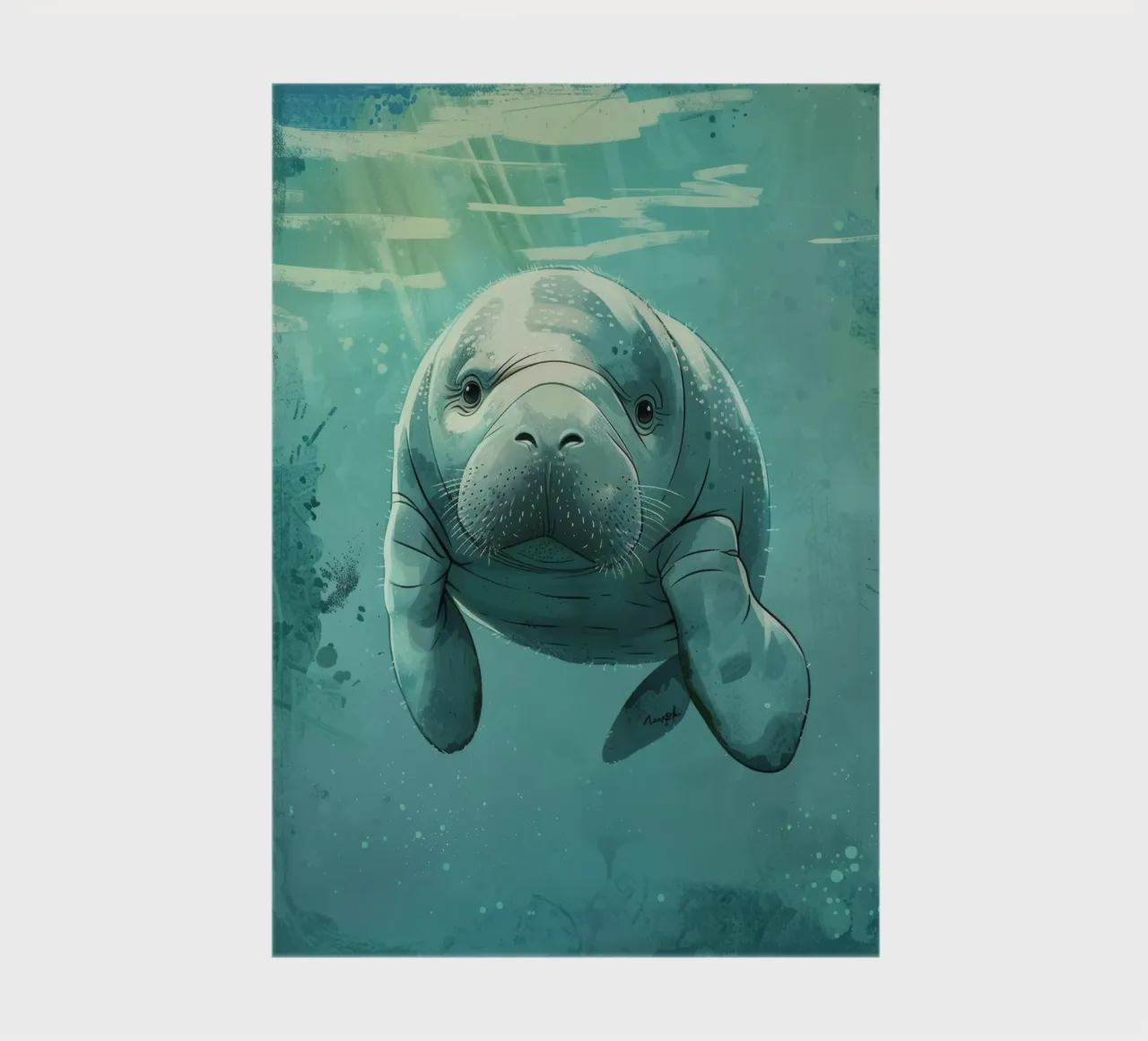 Lamantin nageant gracieusement dans une eau claire et ensoleillée carnet de notes de DesignDoodle