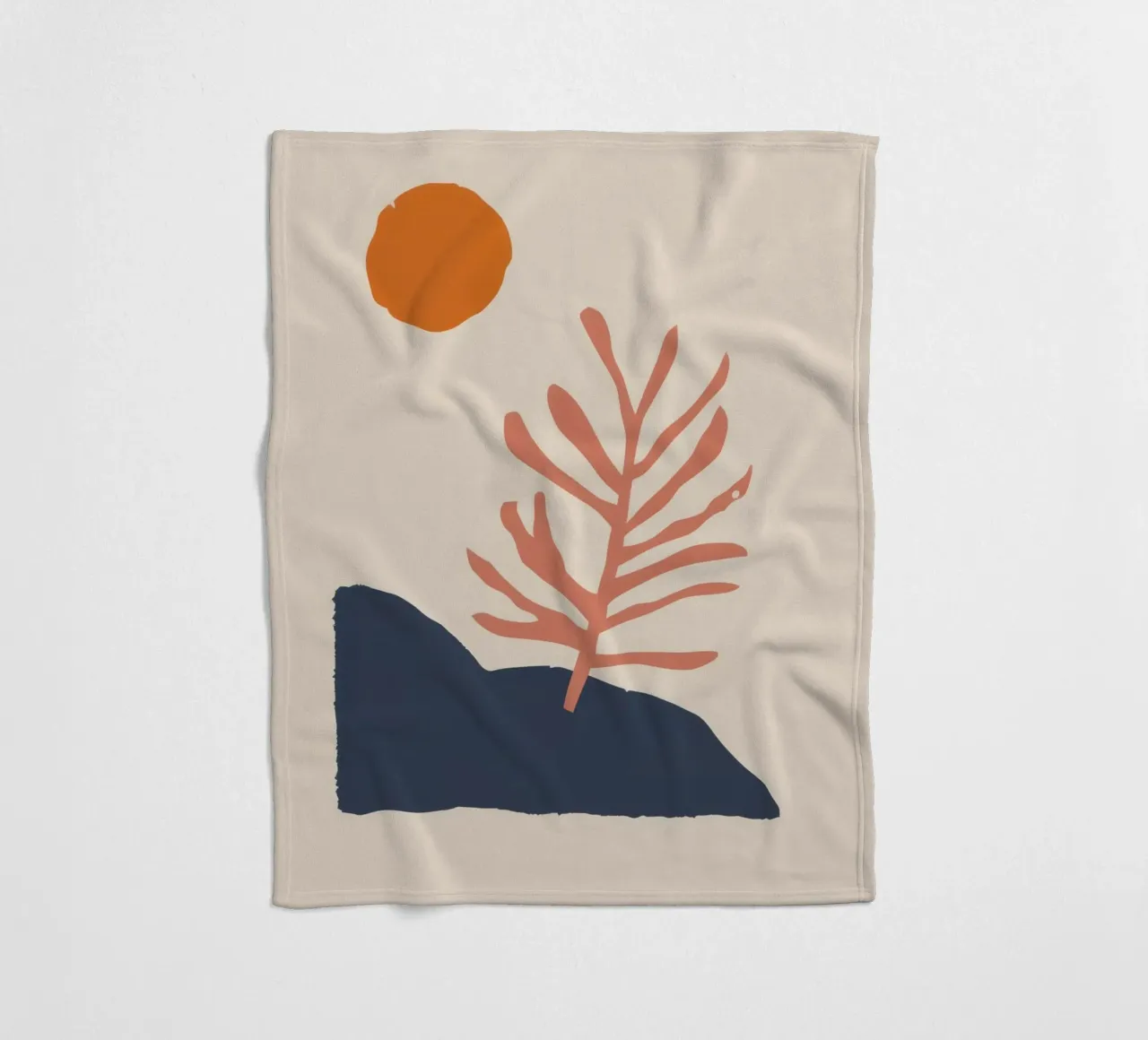 Beige Botanical Balance fleece blanket by Dream Gesso