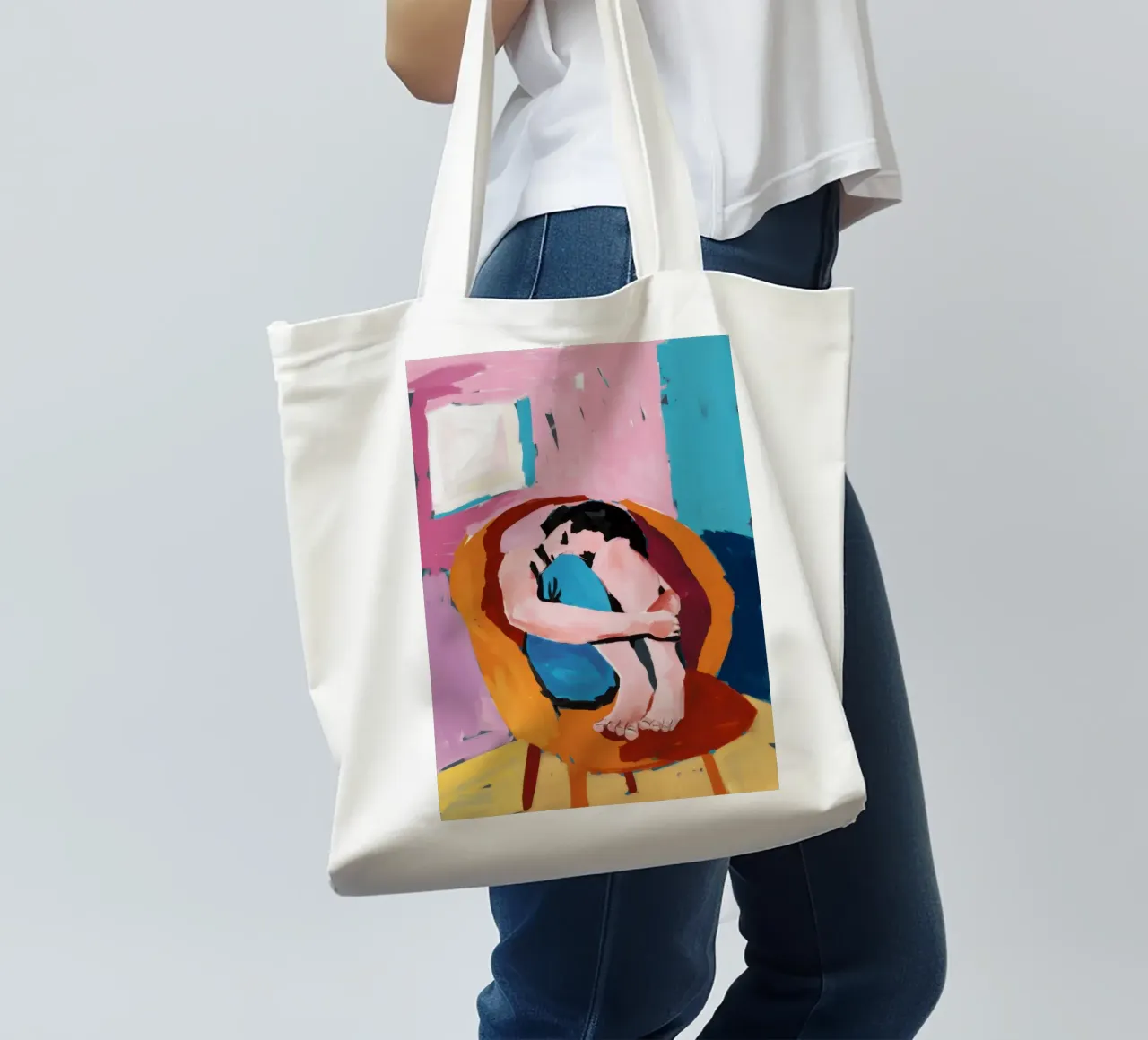 The Orange Chair tote bag by Mythy Brush