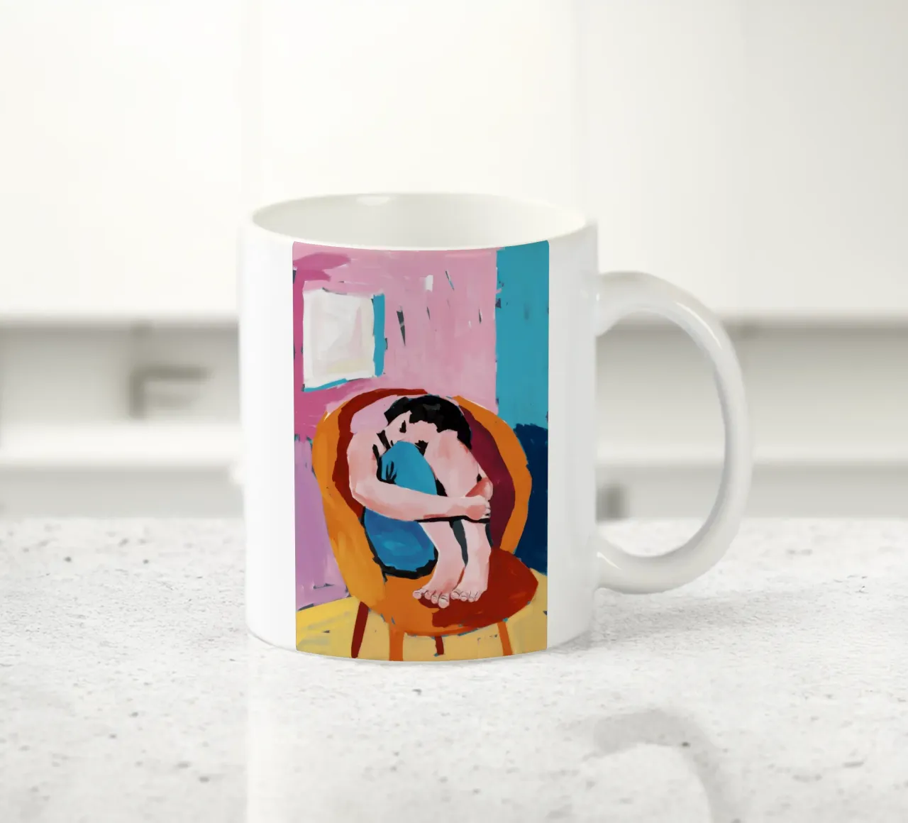 The Orange Chair ceramic mug by Mythy Brush