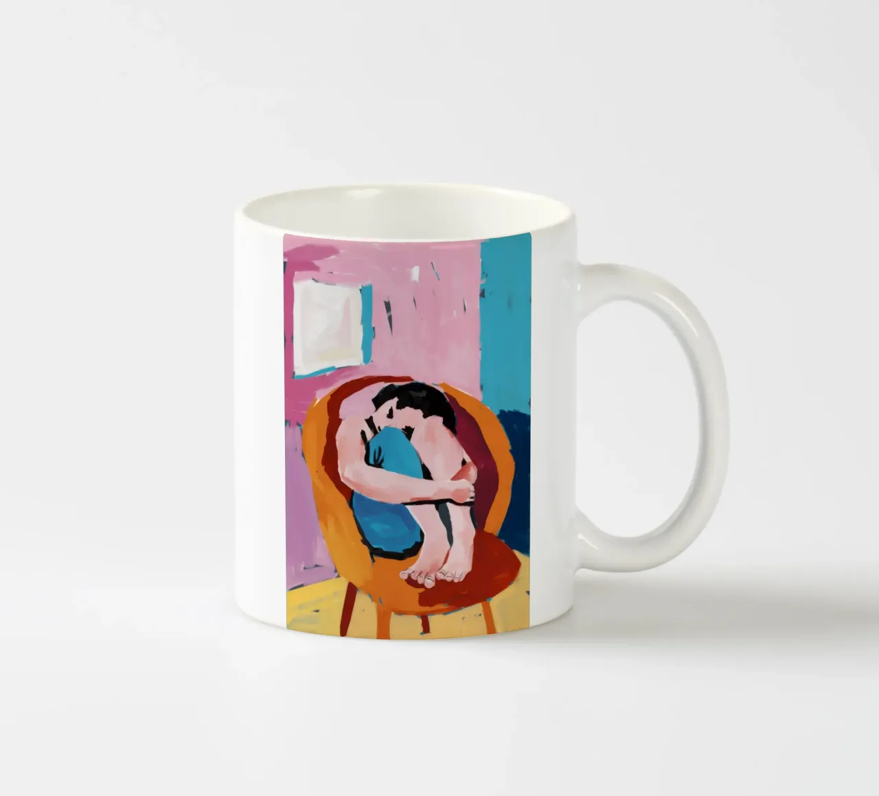 The Orange Chair ceramic mug by Mythy Brush