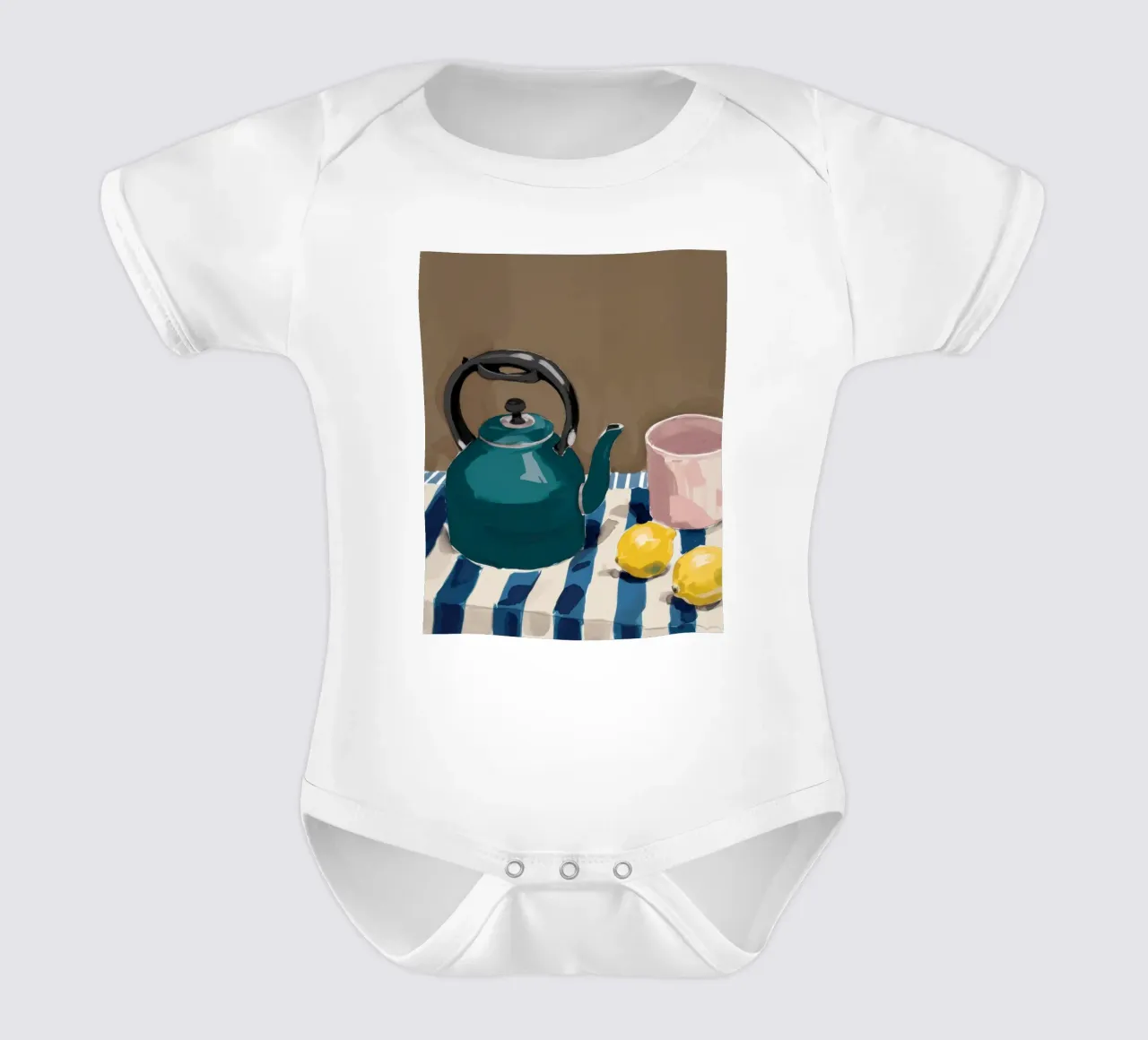 Teatime Stripe Tranquility body neonato maniche corte da Giant Foxs