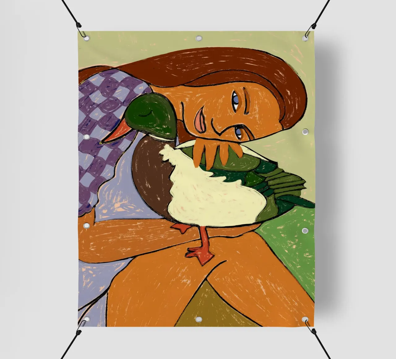 La ragazza e l'oca dalla testa verde telo in pvc da 83oranges