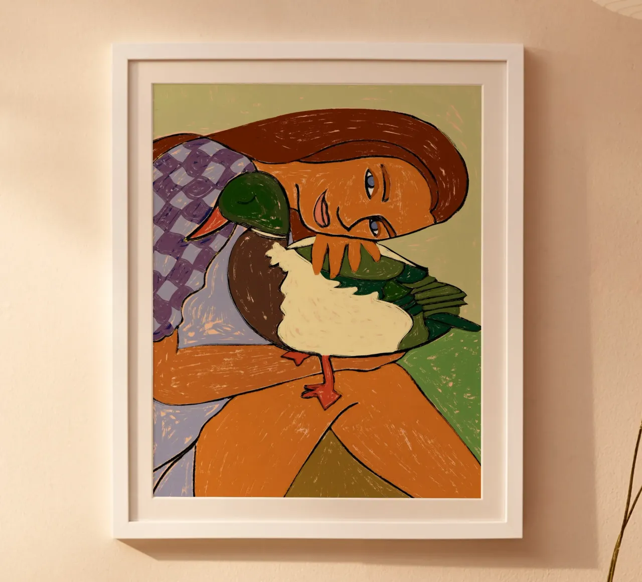 La ragazza e l'oca dalla testa verde carta hahnemühle da 83oranges