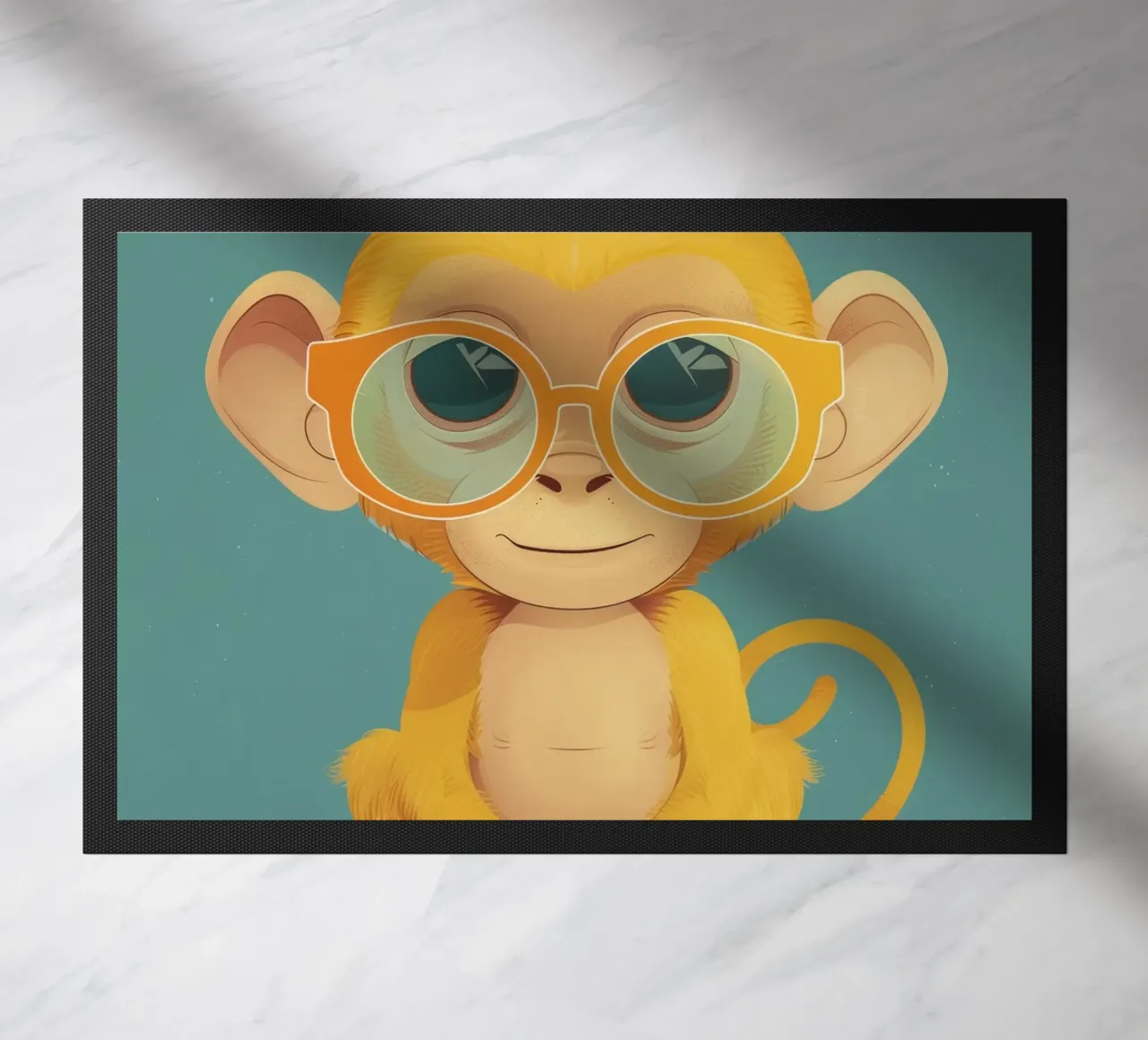 Simpatica scimmia gialla giocosa con occhiali zerbino da DesignDoodle