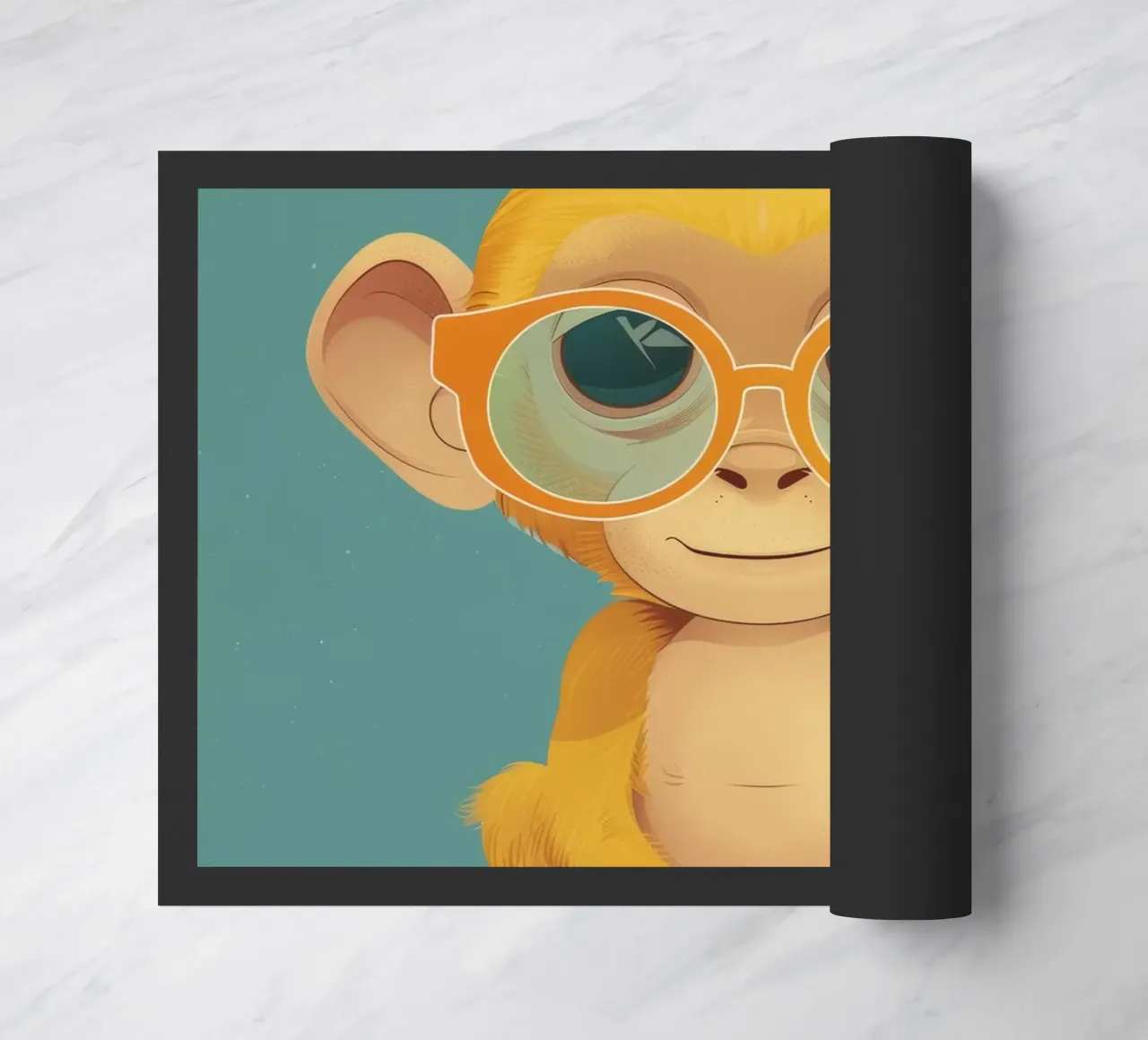 Simpatica scimmia gialla giocosa con occhiali zerbino da DesignDoodle