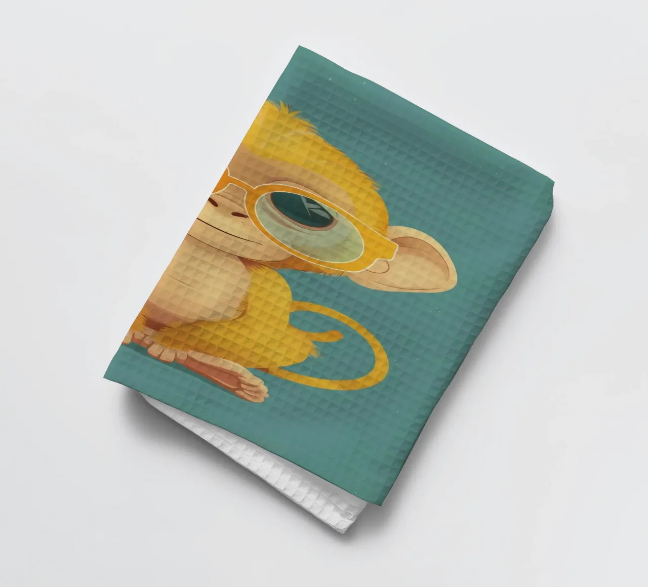 Simpatica scimmia gialla giocosa con occhiali canovaccio da cucina da DesignDoodle