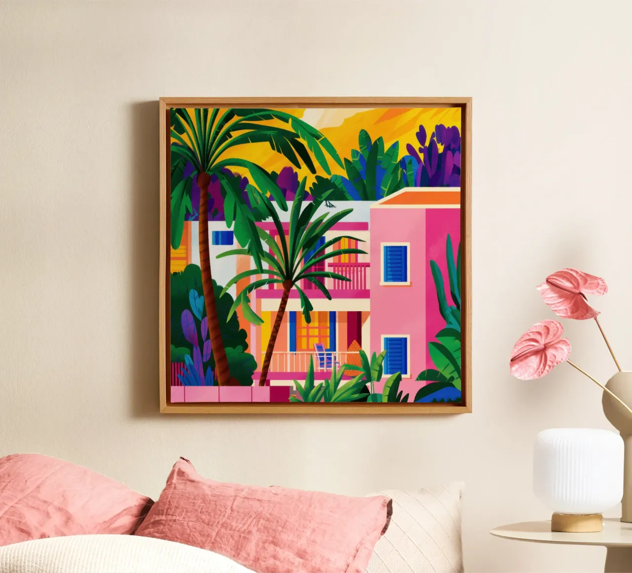 Fuchsia Jungle Gevel canvas van Dream Gesso