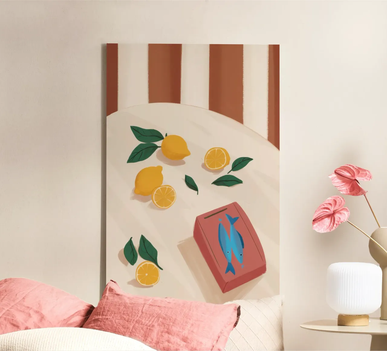 Lemon Reading Break canvas with Floater frame by Giant Foxs