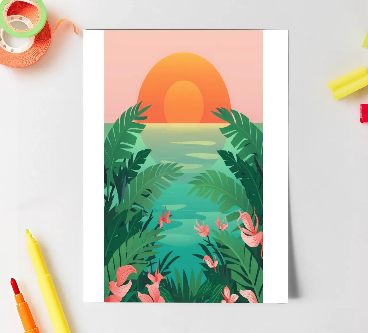 Paradise at Dusk sticker sheet by Mythy Brush