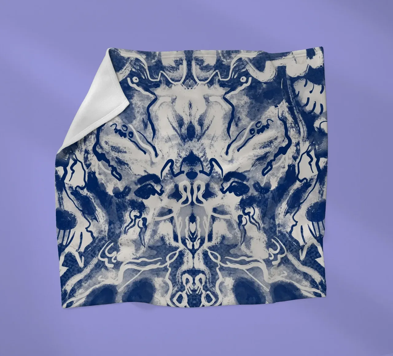 China blue rorschach 03 fleece blanket by Little Dean
