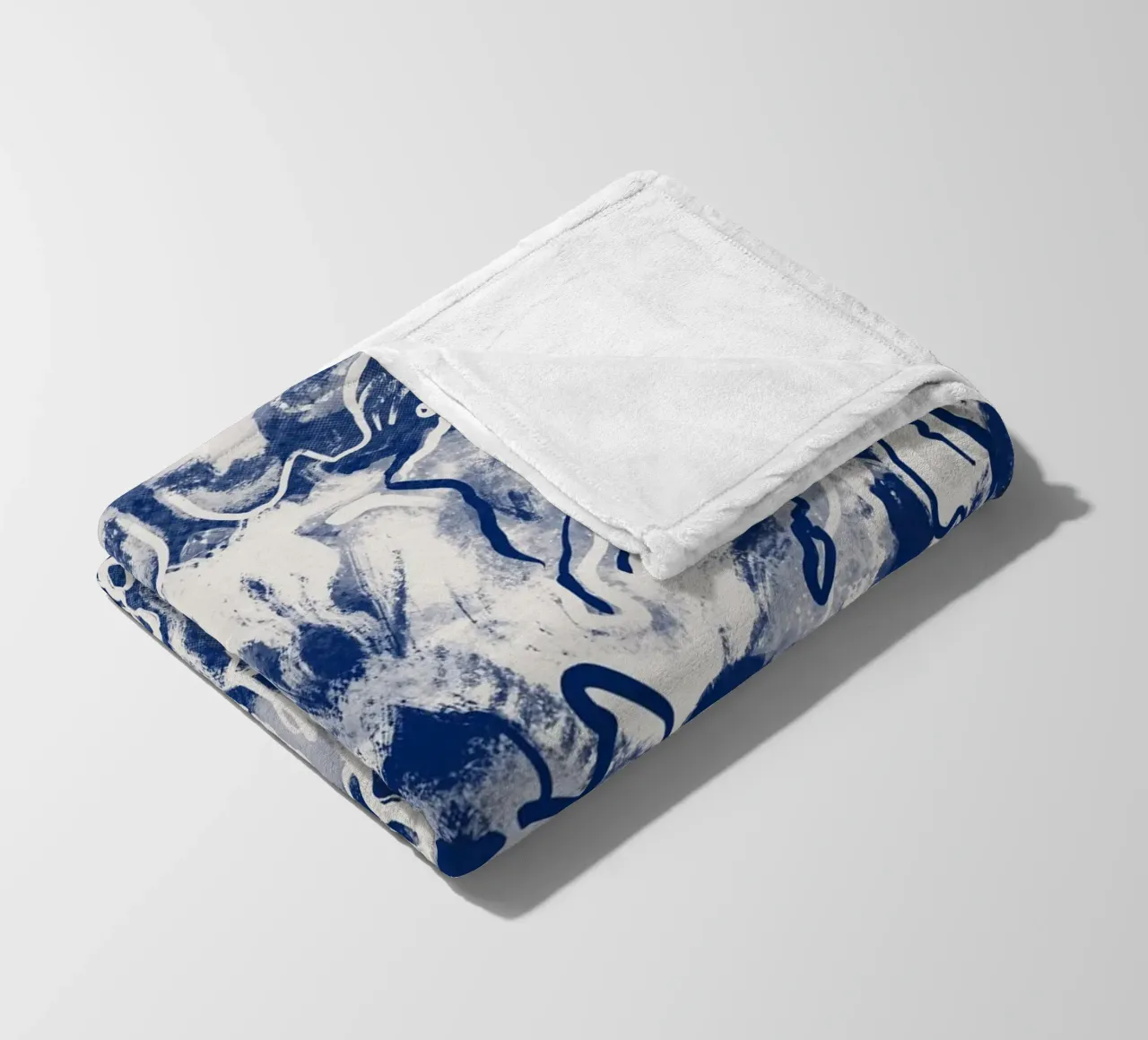 China blue rorschach 03 fleece blanket by Little Dean