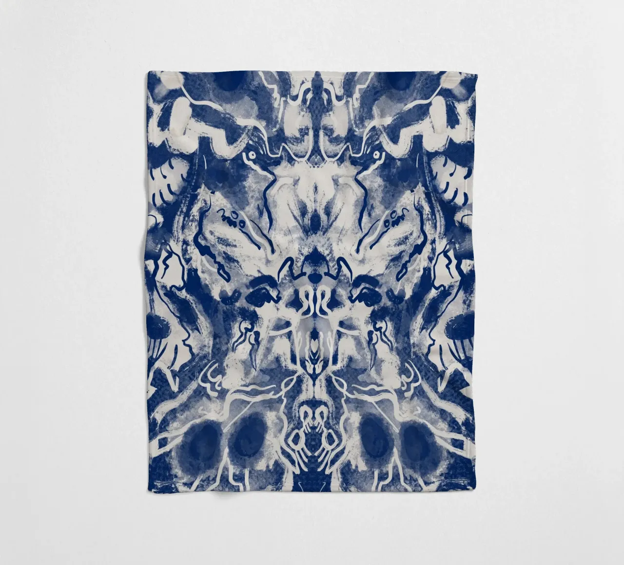 China blue rorschach 03 fleece blanket by Little Dean