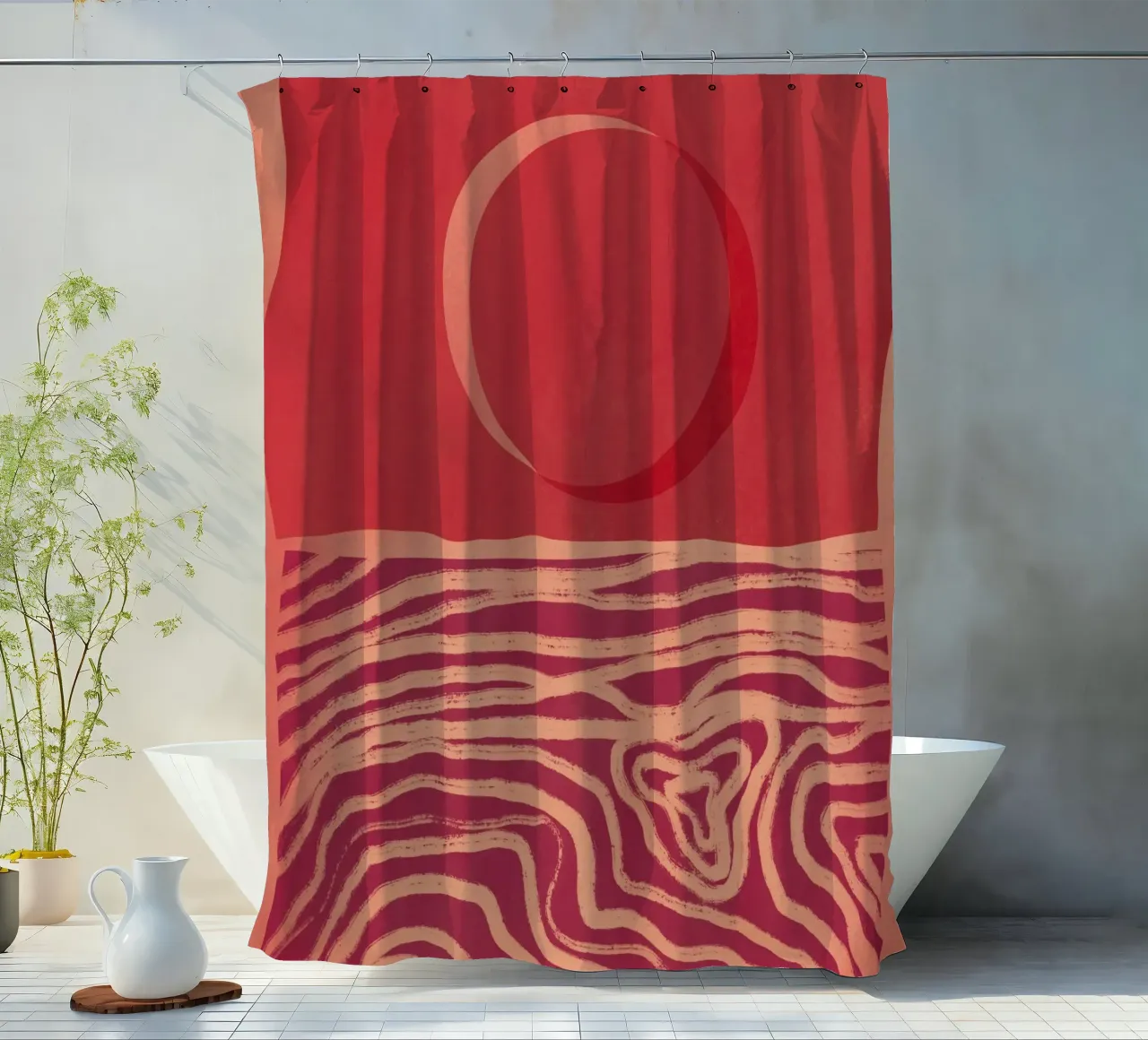 Orizzonte rosso tenda da doccia da Little Dean