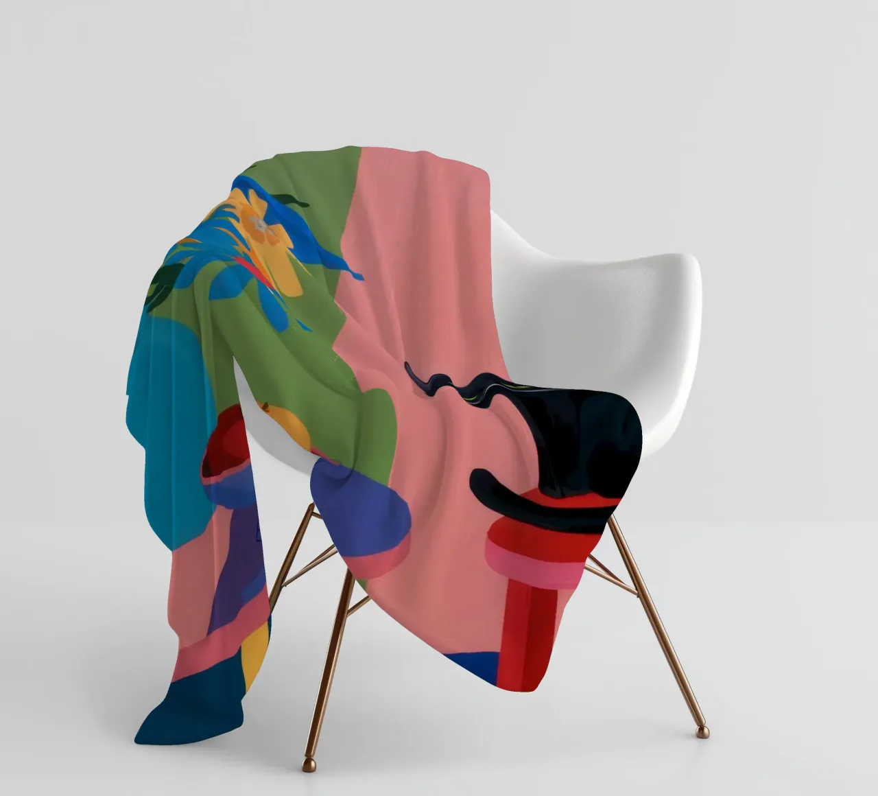 Cat on the Table fleece blanket by Ink Pulse