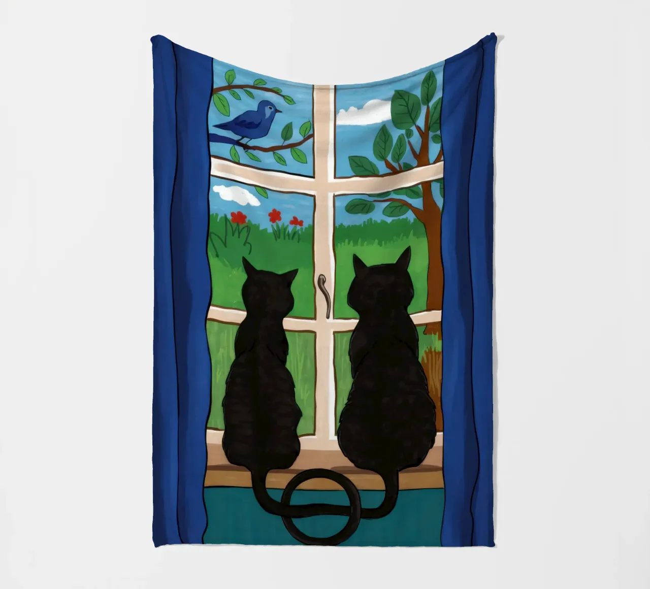 Window Watchful Companions fleece blanket by Prism Ritual