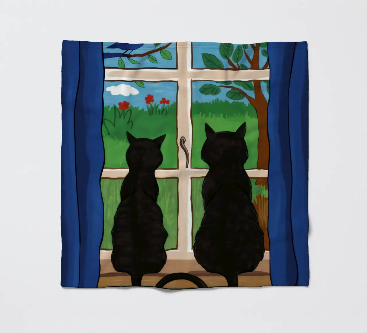 Window Watchful Companions fleece blanket by Prism Ritual