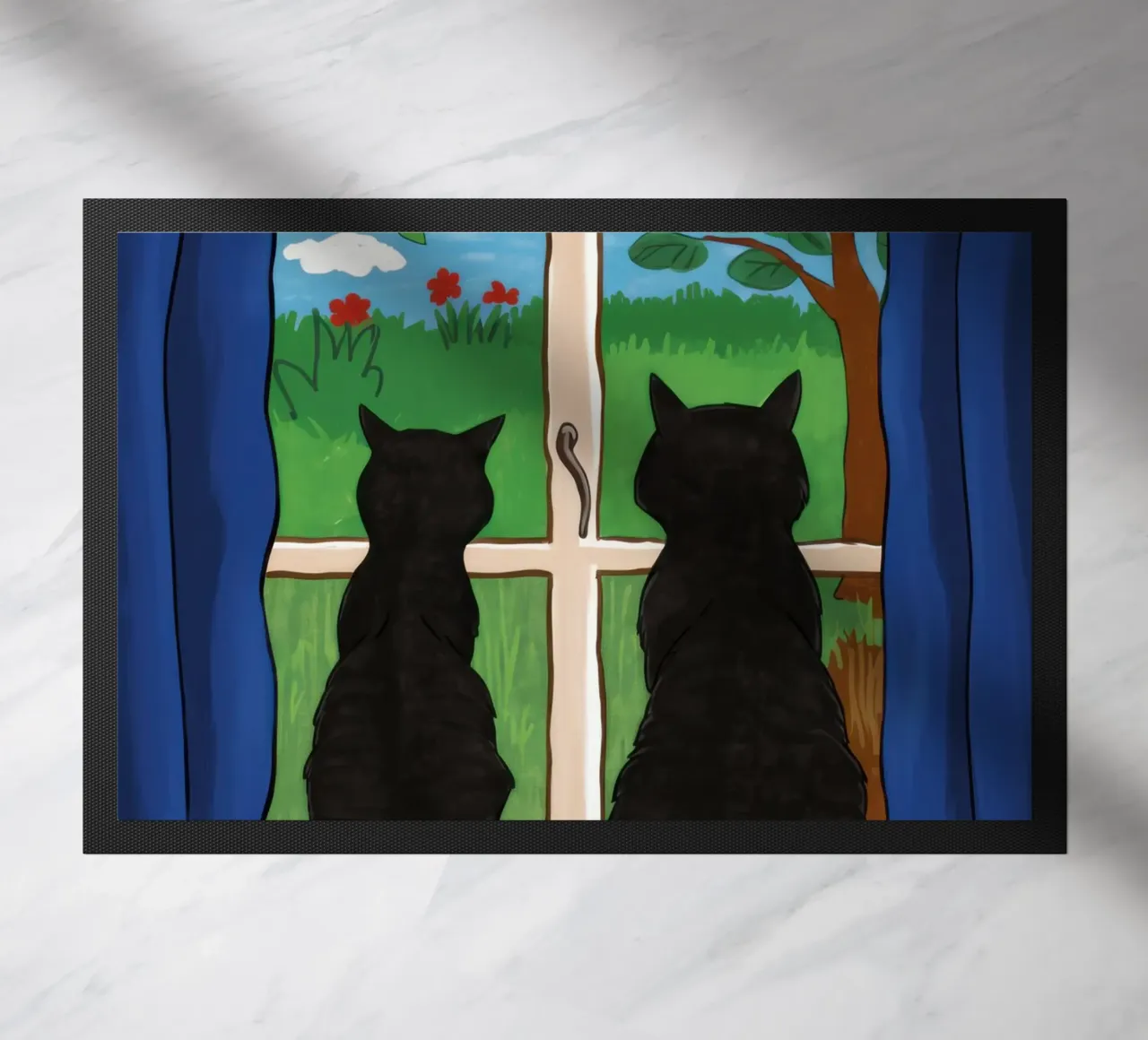 Fenster Wachsame Gefährten Fußmatte von Prism Ritual