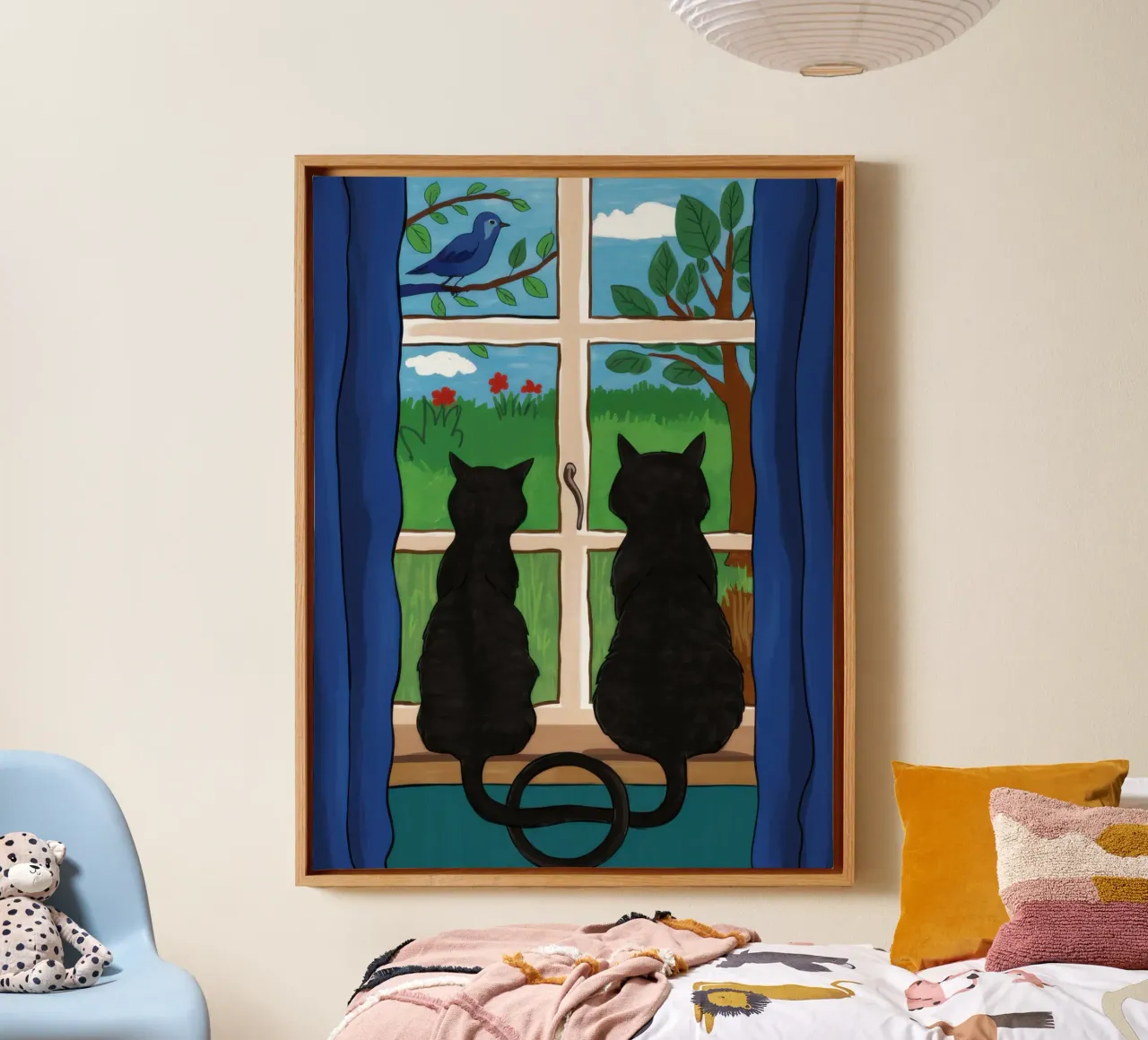Fenster Wachsame Gefährten Leinwand mit Schattenfugenrahmen von Prism Ritual