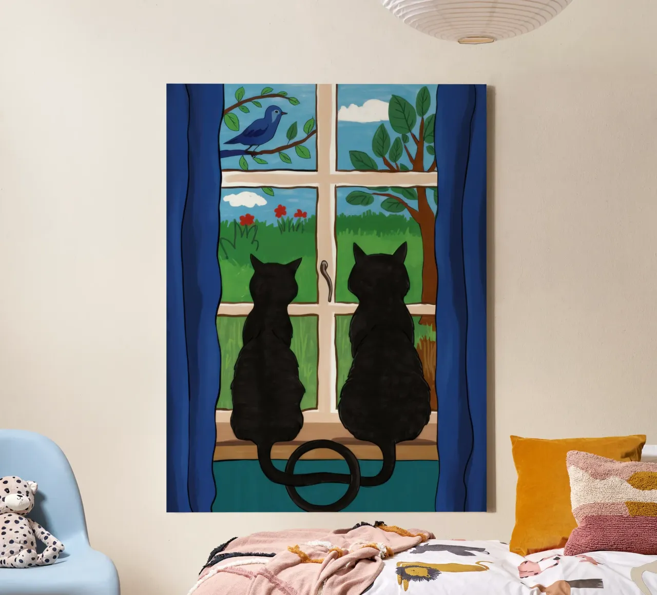 Fenster Wachsame Gefährten Leinwand mit Schattenfugenrahmen von Prism Ritual