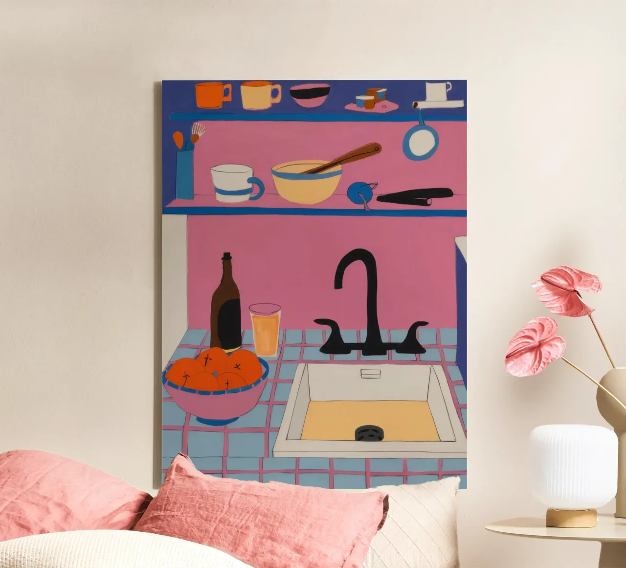 Keuken Kleurrijke rommel canvas met Baklijst van Prism Ritual